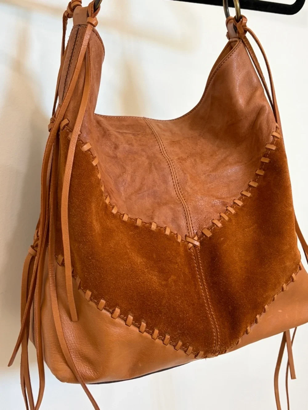 Johnny Was Suede Leather Hobo Bag